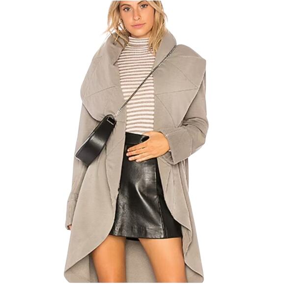 Young Fabulous & Broke Sandrine Quilted Shawl Collar Coat Beige Size M/L Chic - Picture 2 of 11